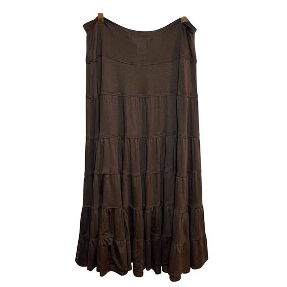 Y2K Tiered Ruffle Maxi Skirt Brown Sz Small Long Boho Cottage Ren Faire Festival - Picture 1 of 6